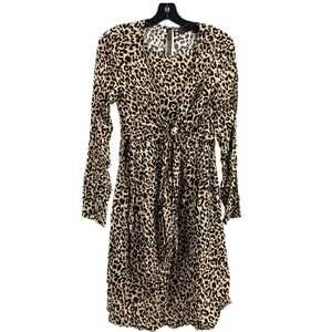 ASOS Brown Black Animal Print Long Sleeve Dress | Size 6